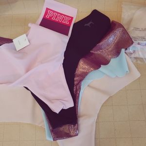 VS PINK: 5 No Show Thongs Pack